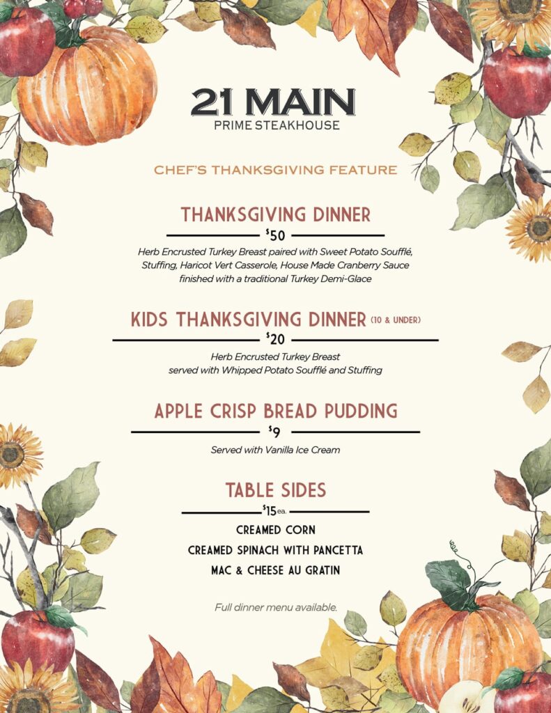 21 Main Thanksgiving 2025 flyer