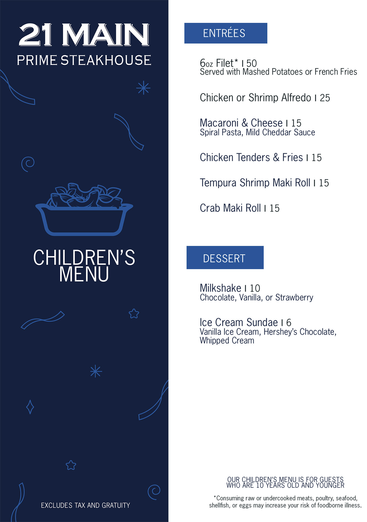 kids spring menu